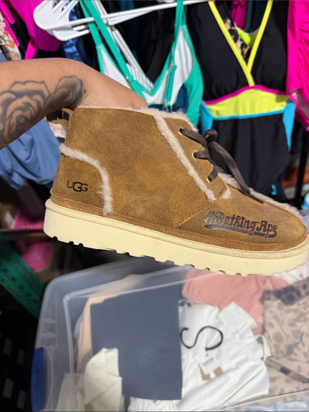 Like New Ugg x Bape A Bathing Ape Neumel Boots Chestnut US 10 EU 43